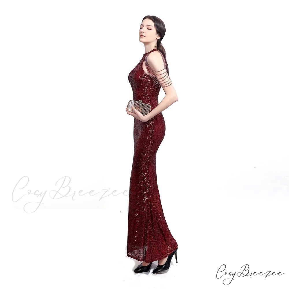 Harper formal Stylish sequin halterneck dress
