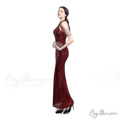 Harper formal Stylish sequin halterneck dress