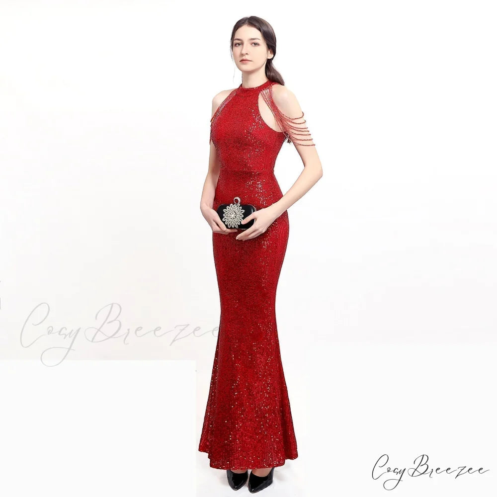 Harper formal Stylish sequin halterneck dress