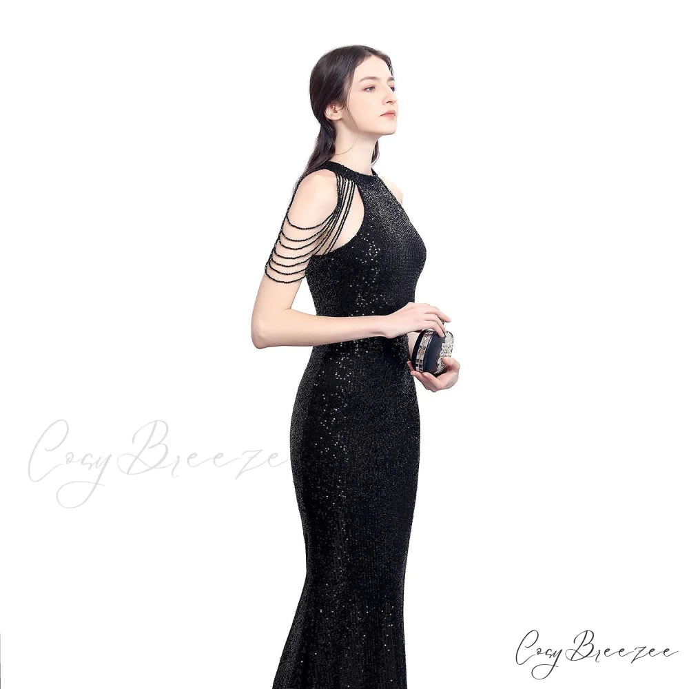 Harper formal Stylish sequin halterneck dress