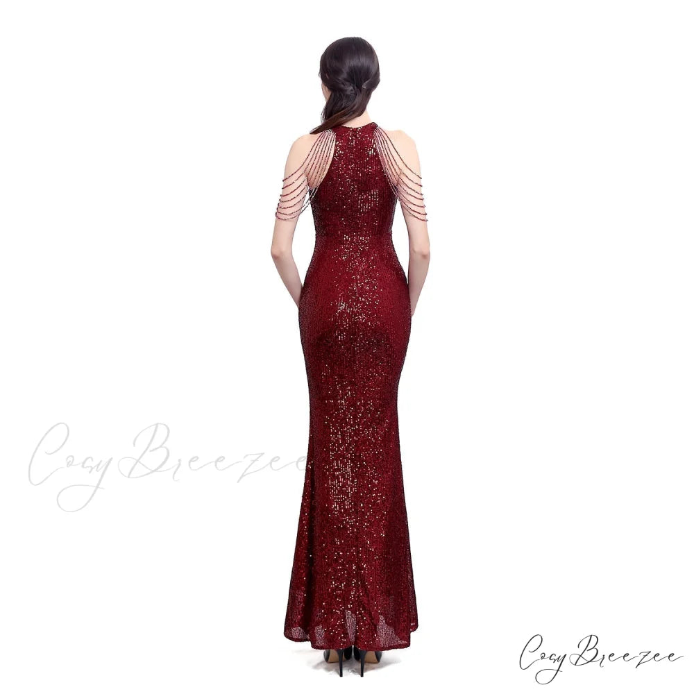 Harper formal Stylish sequin halterneck dress
