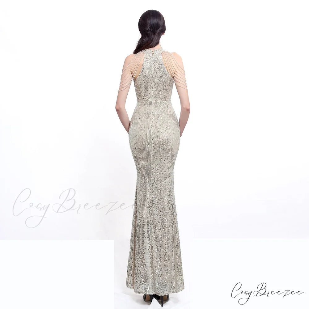Harper formal Stylish sequin halterneck dress