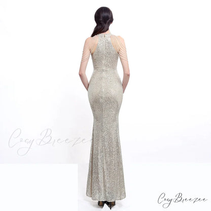 Harper formal Stylish sequin halterneck dress