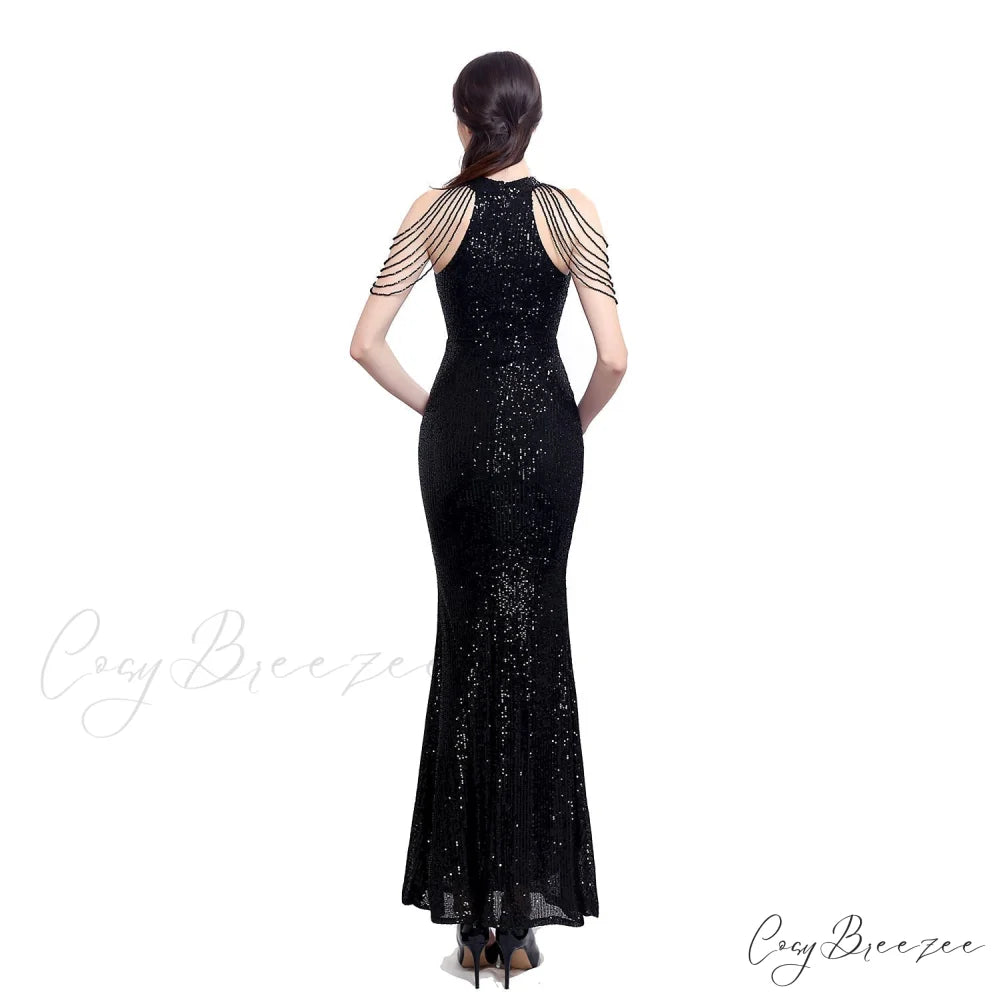 Harper formal Stylish sequin halterneck dress