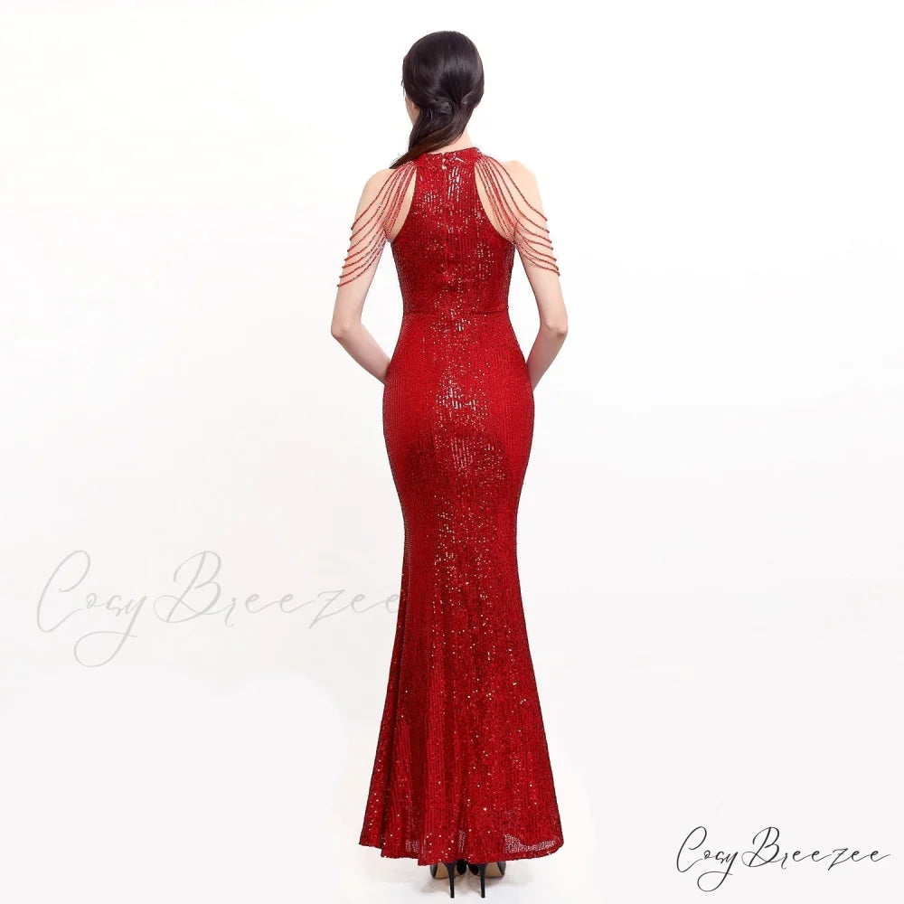 Harper formal Stylish sequin halterneck dress