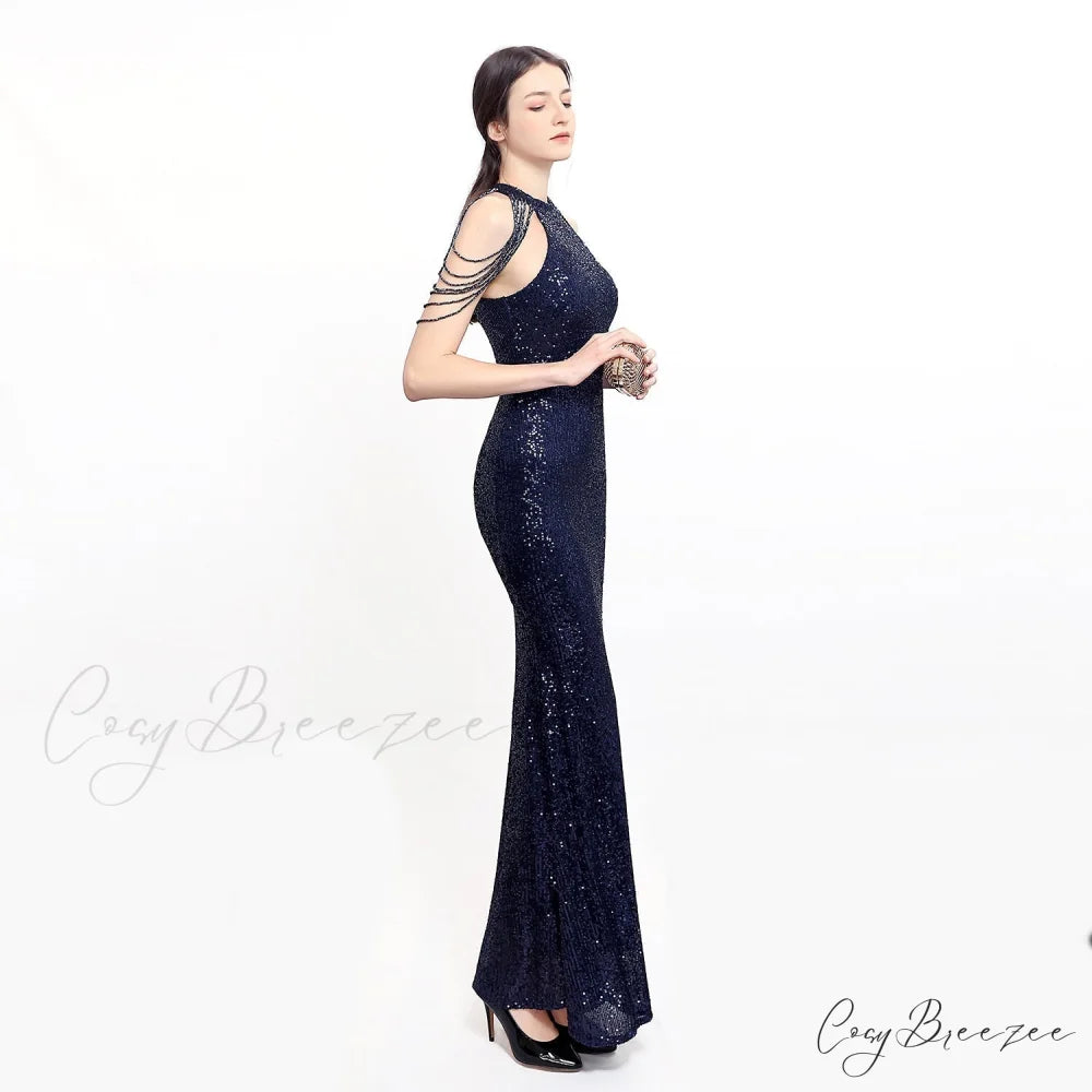 Harper formal Stylish sequin halterneck dress