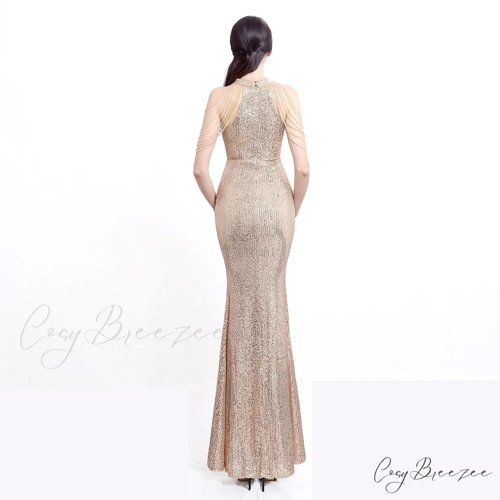 Harper formal Stylish sequin halterneck dress