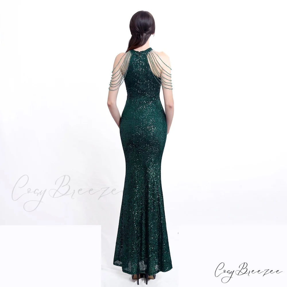 Harper formal Stylish sequin halterneck dress