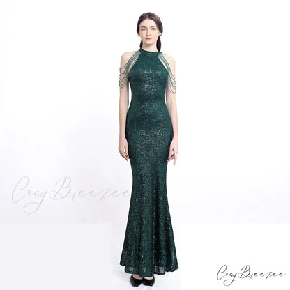 Harper formal Stylish sequin halterneck dress HUNTER / XS