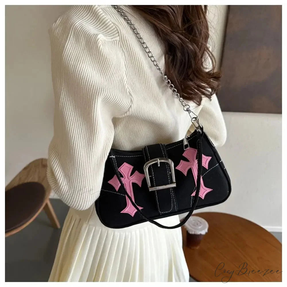 Hasp Metal Buckle Canvas Shoulder Bag shoulder-250126