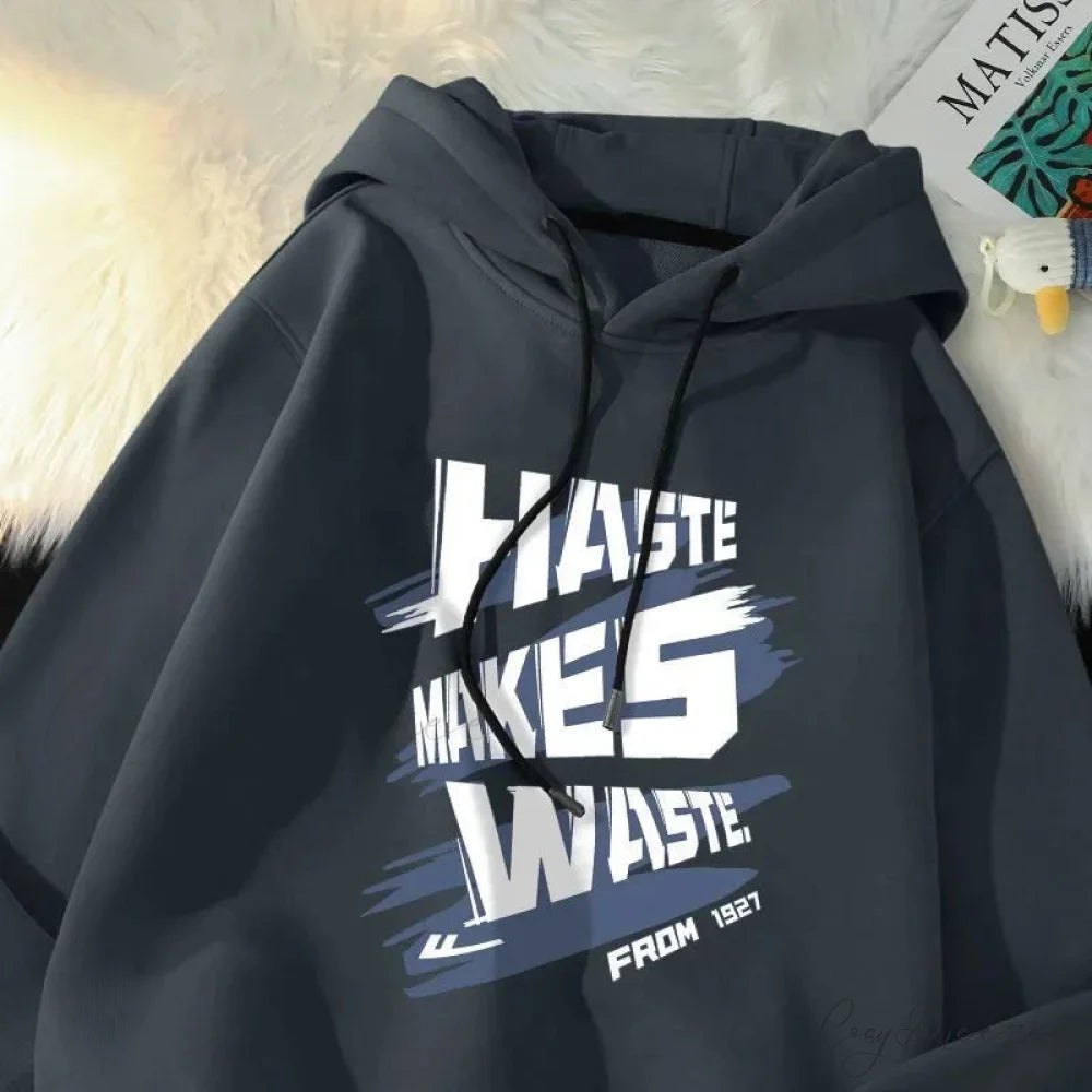 Haste Makes Waste Letter Hoodie hoodies-241228