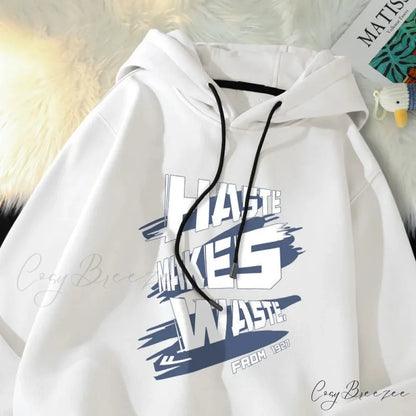 Haste Makes Waste Letter Hoodie hoodies-241228