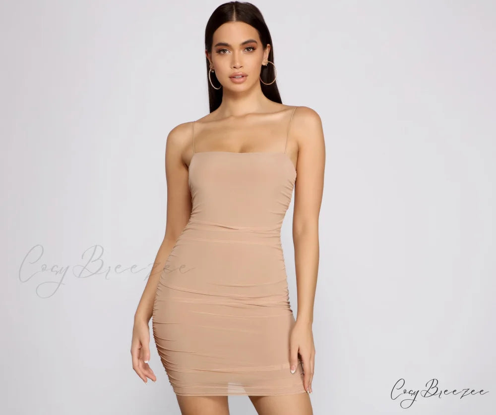 Haute Mesh Stylish Mini Dress NUDE / XS