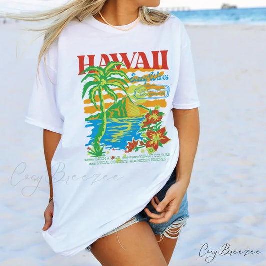 Hawaii Large Fit Tee WHITE / S t-shirt-250223