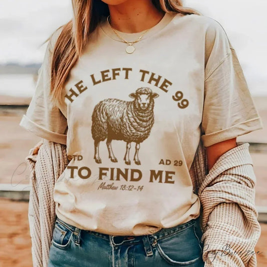 He Left the 99 Classic Christian T-shirt Khaki / S t-shirt-250223