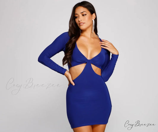 Head Turner Stylish Cutout Mini Dress ROYAL / XS