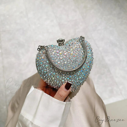 Heart Shape Crystal Rhinestone Evening Clutch Bag clutchbag-250126