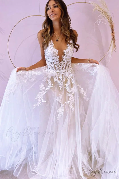 Heavenly Love A-Line Trendy Backless Wedding Dress White / 2