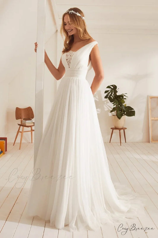 Heidi Ivory Tulle Trendy A-line Wedding Dress Ivory / 2