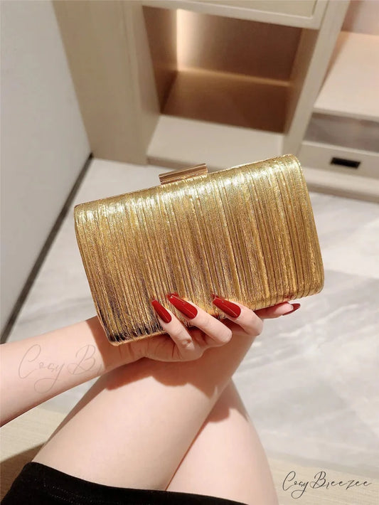 High-End Dinner PU Metal Texture Gold / Mini(Max Length<20cm) clutchbag-250126