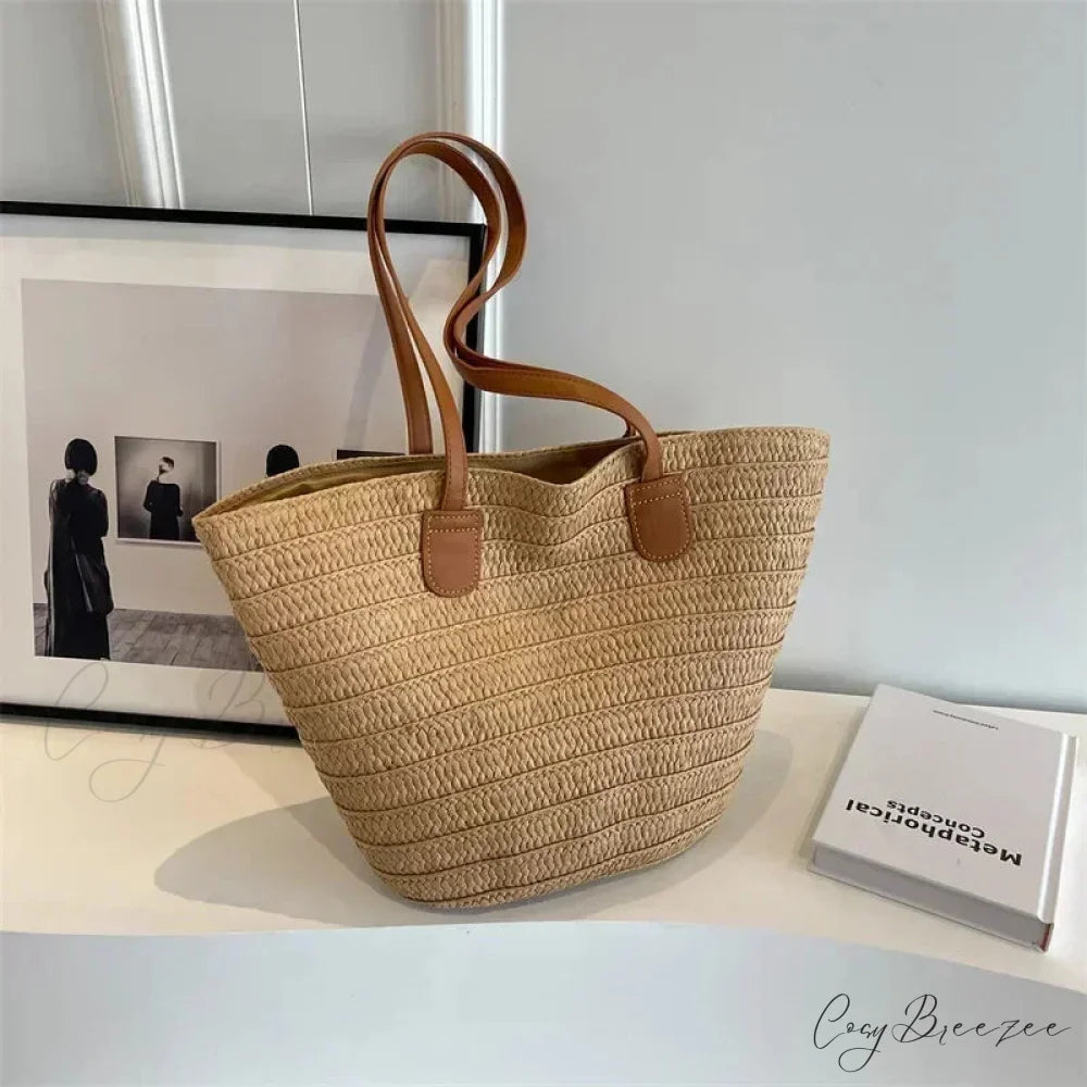 High-End Texture Commuter Bag Khaki shoulder-250126