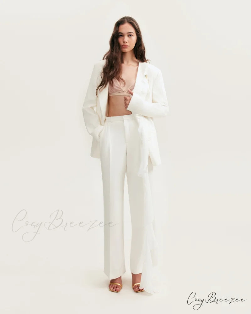 High-Rise White Suit Charming Pants Xo Xo