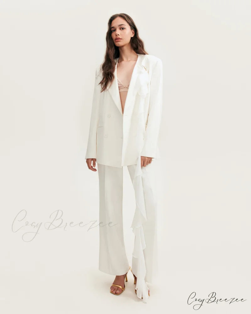 High-Rise White Suit Charming Pants Xo Xo
