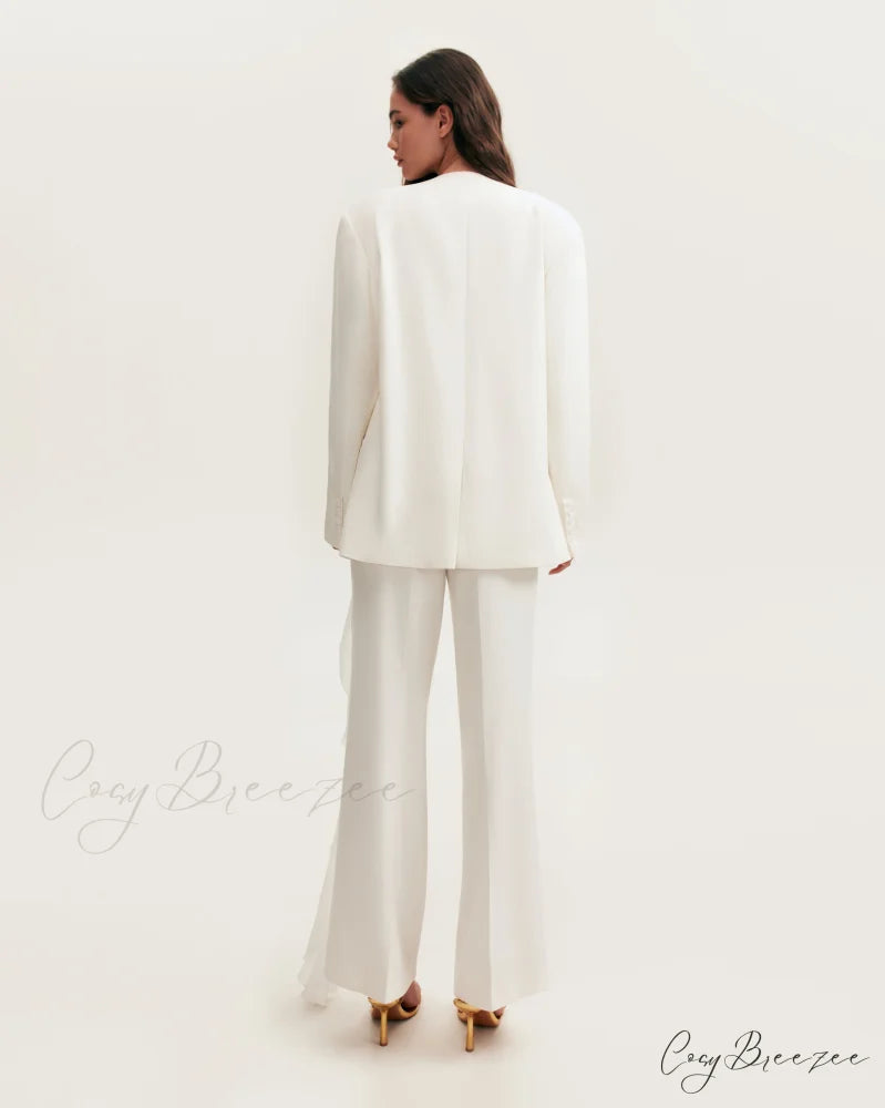 High-Rise White Suit Charming Pants Xo Xo