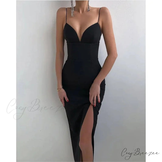 High Slit Bodycon Maxi Dress