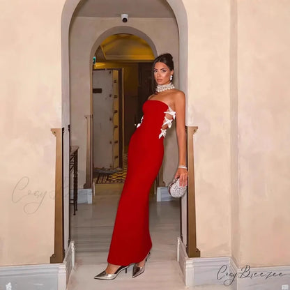 High Slit Glitter Long Dress Formal Dress red / XS promdress-250223
