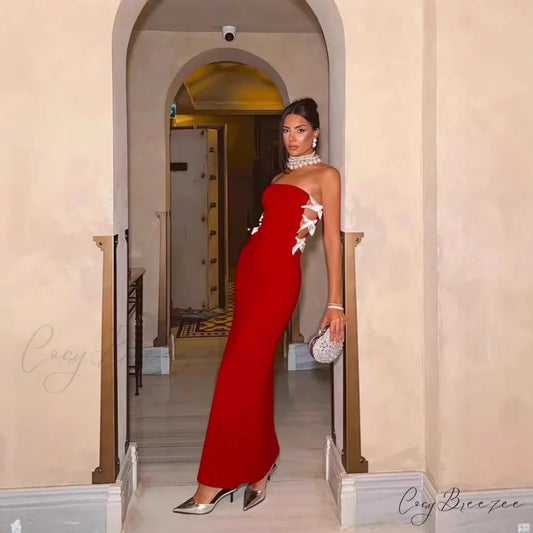High Slit Glitter Long Dress Formal Dress red / XS promdress-250223