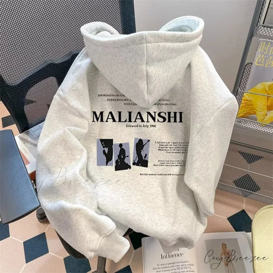High Street Letter Print Hip Hop Hoodie hoodies-241228