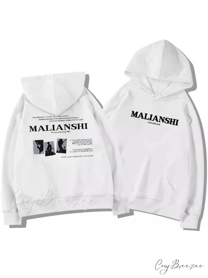 High Street Letter Print Hip Hop Hoodie WHITE / M(40-50KG) hoodies-241228