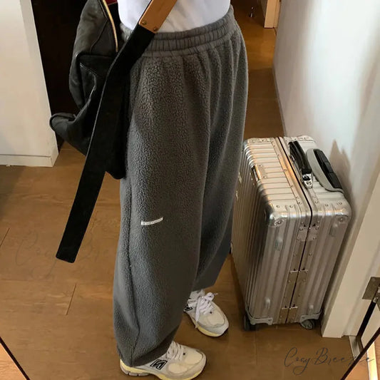 High Waist Grey Baggy Pants pants-241228