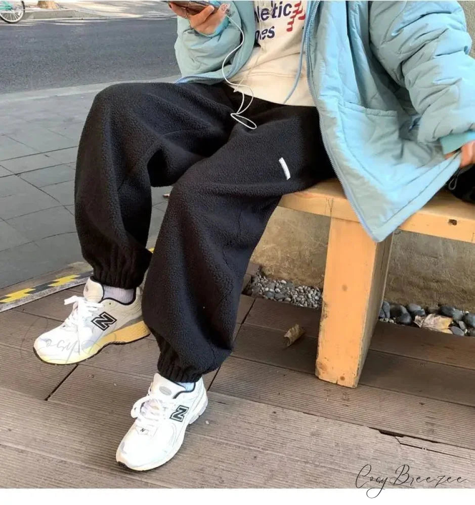High Waist Grey Baggy Pants Black / S pants-241228