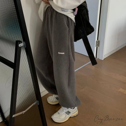 High Waist Grey Baggy Pants Gray / S pants-241228