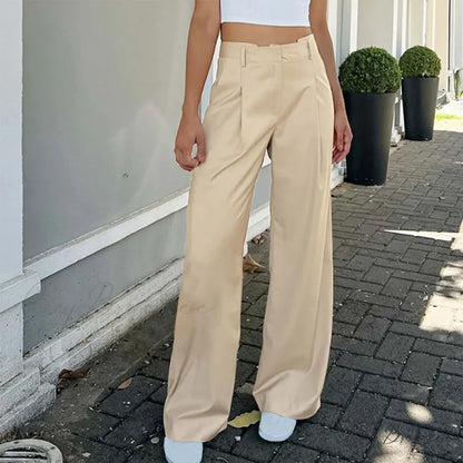 High Waist Loose Fit Cargo Wide Pants pants-241228