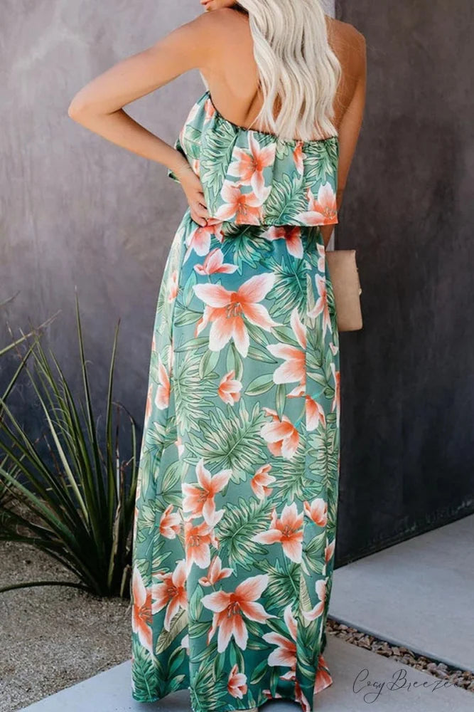 High Waist Off-shoulder Trendy Lace Maxi Dress