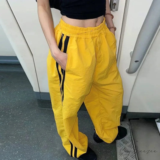 High-Waist Shaping Casual Plaid Trend Pant Yellow / M pant-250223