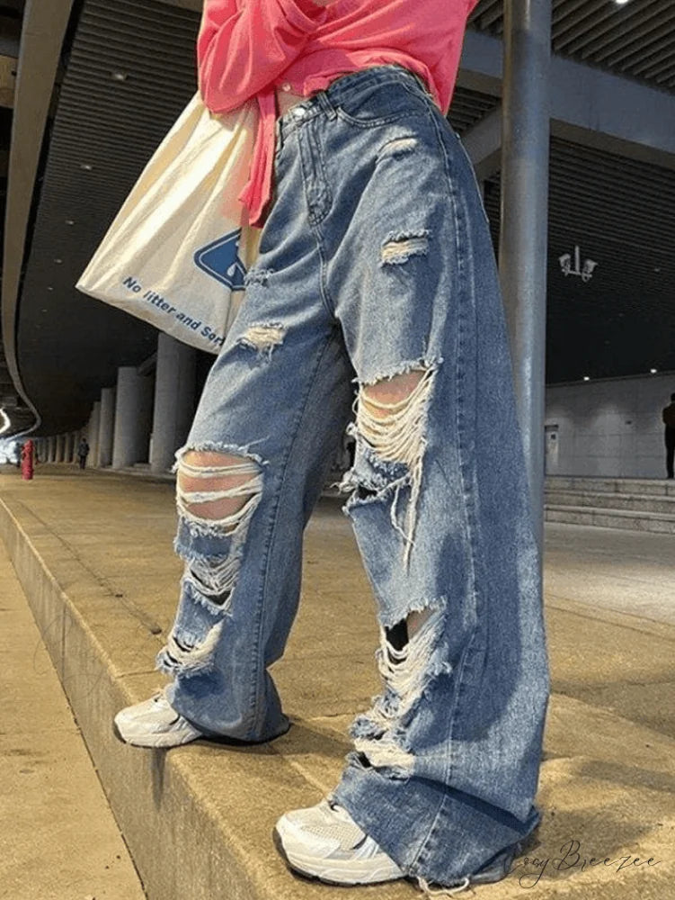 High Waist Straight Trendy Leg Denim Shorts