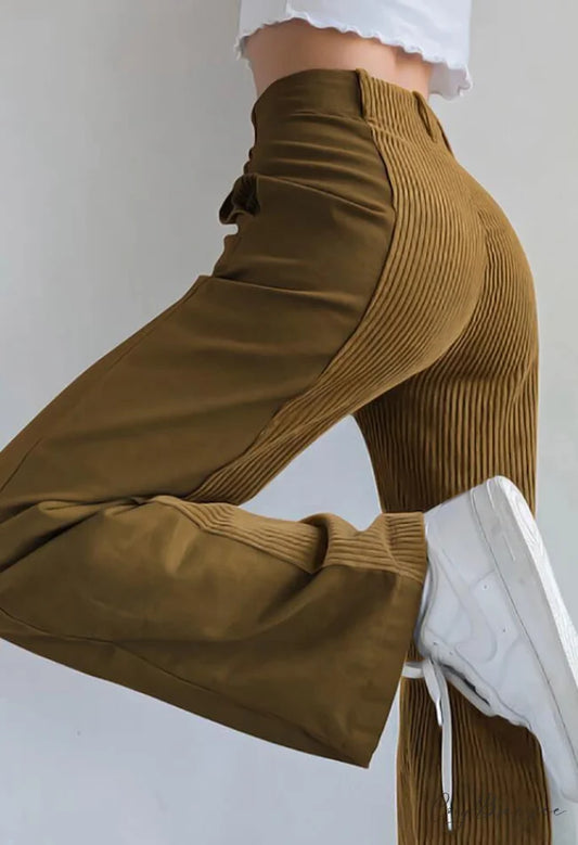 High Waist Wide Trendy Leg PU Pants