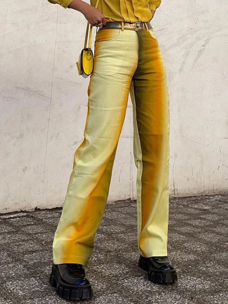 High Waisted Graceful Fringe Skirt Yellow / S