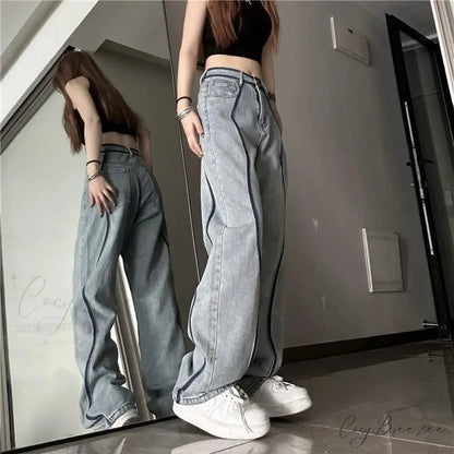 High Waisted Loose Straight Jeans Pants pants-241228
