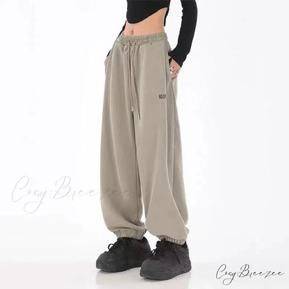 Hip Hop Letter Drawstring Jogging Pants pants-241228