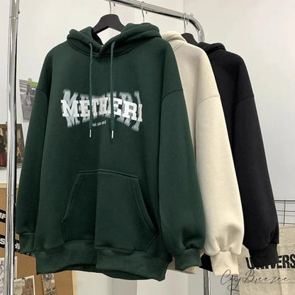 Hip Hop Letter Print Cotton Fleece Hoodie hoodies-241228