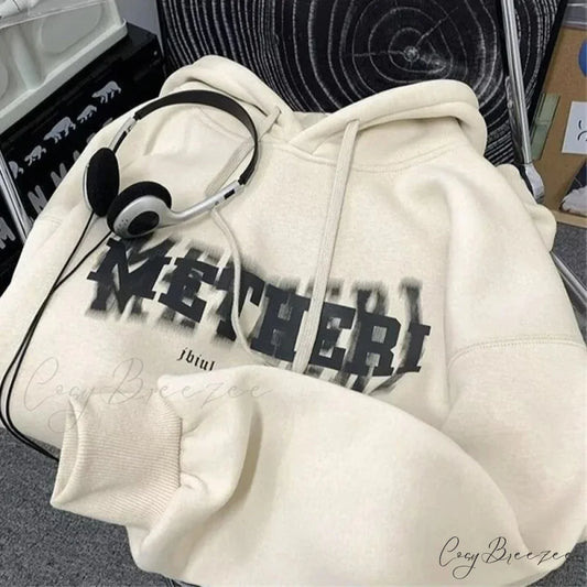 Hip Hop Letter Print Cotton Fleece Hoodie hoodies-241228