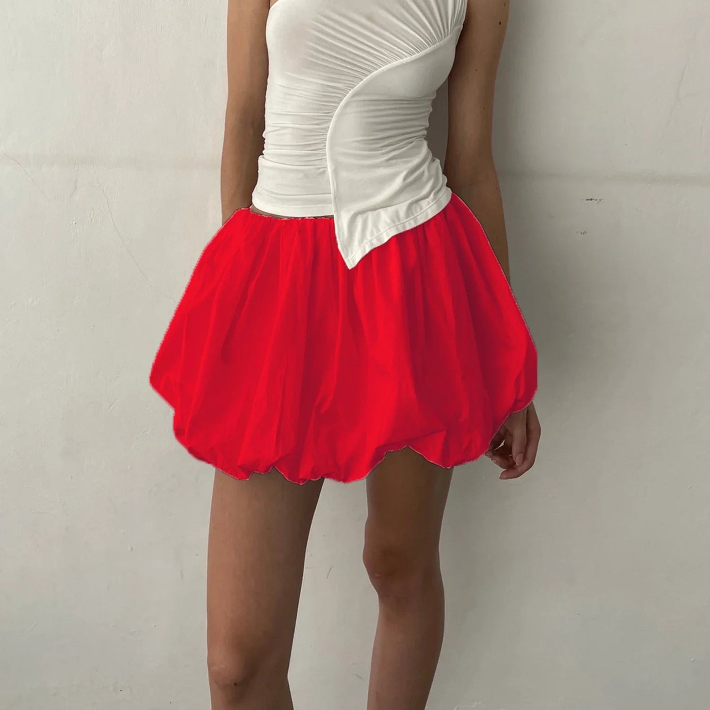 Y2K Bubble Pleated Hem A Line Mini Skirt