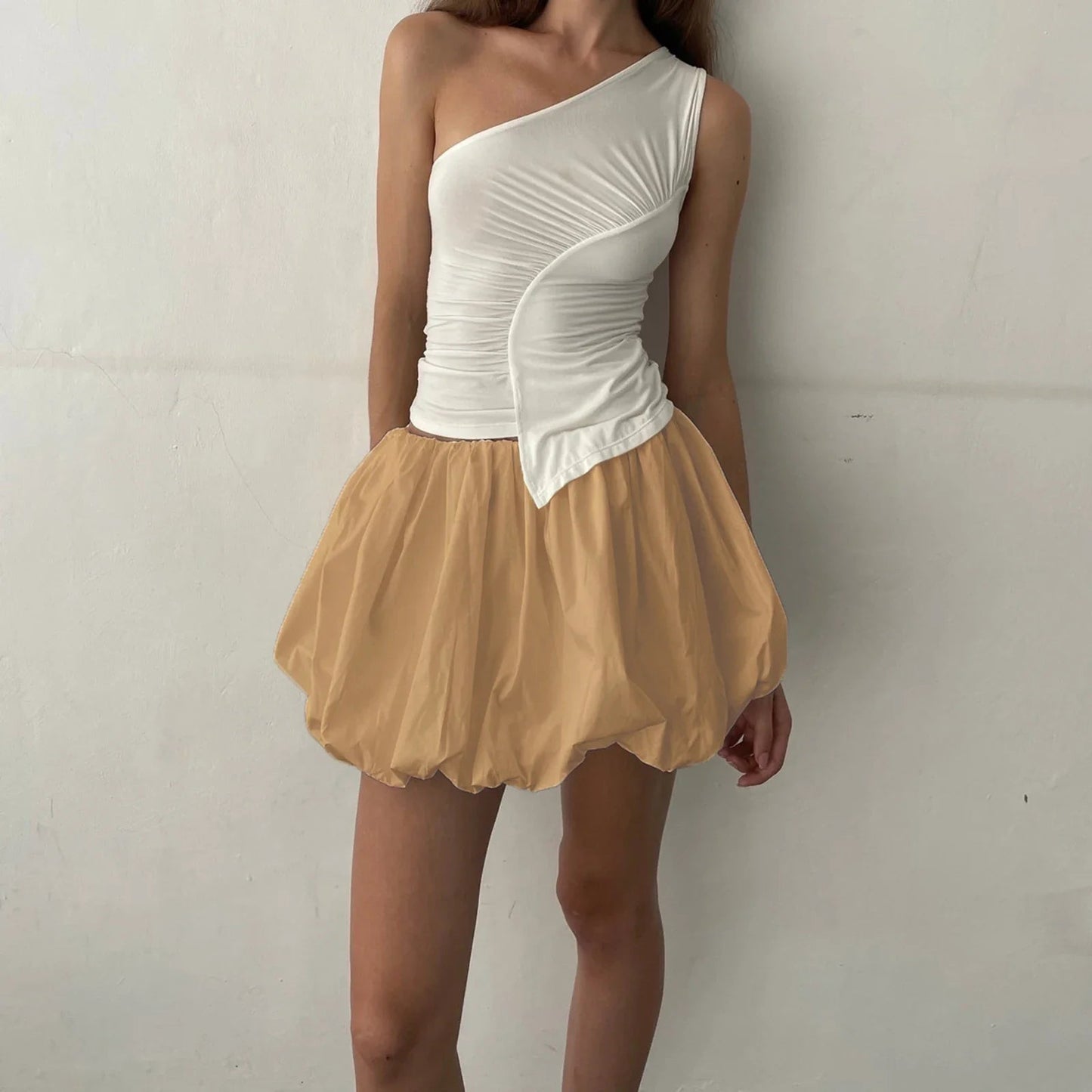 Y2K Bubble Pleated Hem A Line Mini Skirt