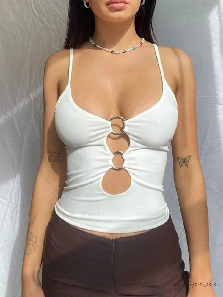 Hollow Out Backless Crop Top WHITE / S croptop-250223