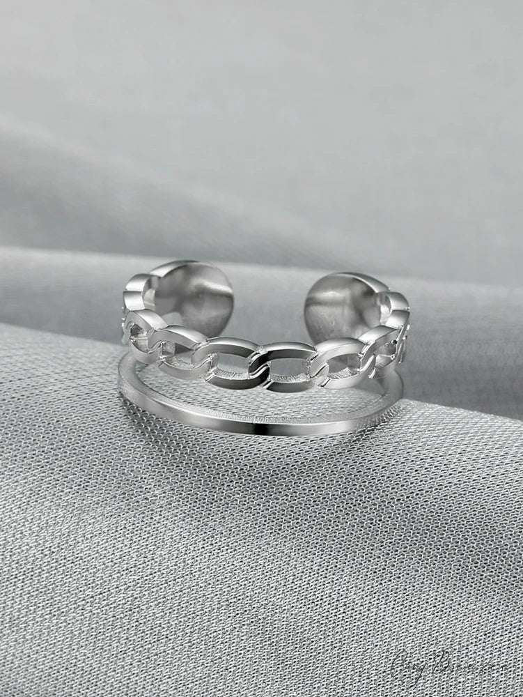 Hollow Out Cuff Ring Silver / one-size